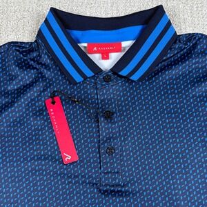 NEW Redvanly Mens Large Midnight Navy Pascal Geometric Golf Polo Shirt R2503